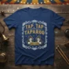 Tap, Tap Taparoo t-shirt design with two tapirs playing a xylophone, featuring circus-themed border and text