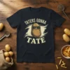Taters Gonna Tate t-shirt design with a cool potato wearing sunglasses and distressed text