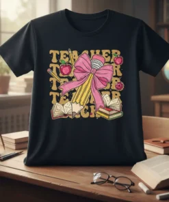 TEACHER TEACHER TEACHER TEACHER text design featuring creative typography on quality t-shirt