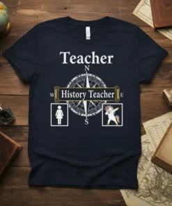 Teacher History Teacher t-shirt with compass and dab unicorn graphic