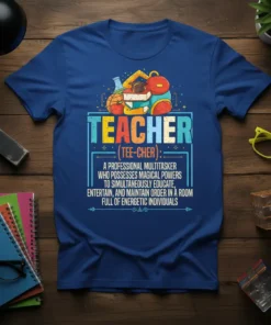 TEACHER (TEE-CHER): A PROFESSIONAL text design featuring stylish typography on quality t-shirt