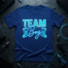 TEAM Boy T-Shirt design with blue boots and circuit board pattern, gender reveal theme