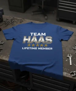 TEAM HAAS LIFETIME MEMBER creative graphic design printed on comfortable cotton t-shirt