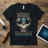 Technically Moses was the first person with a tablet downloading data from the cloud t-shirt design featuring Moses holding tablets