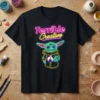 Black t-shirt with "Terrible Creative" neon text and a geometric Baby Yoda graphic