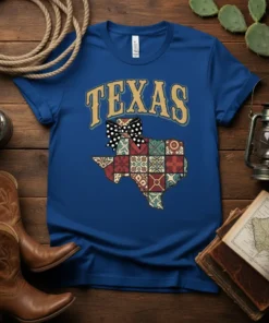 Texas Patchwork Map Design creative graphic design printed on comfortable cotton t-shirt