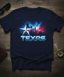 Texas Skyline Star T-Shirt creative graphic design printed on comfortable cotton t-shirt