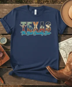 Texas The Best Country Ever t-shirt design featuring vintage-inspired typography and iconic Texas imagery like a longhorn and state landmarks