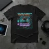 Cybersecurity t-shirt with neon tiger graphic and text "Text Fidelity Protocol Content Lock Zero Additions Zero Omissions"