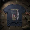 Thank You Veterans T-Shirt with distressed American flag, eagle emblem, and bold text in gold and white
