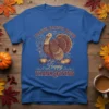 Thankful Grateful Blessed Happy Thanksgiving T-Shirt with a detailed turkey graphic and autumn leaves