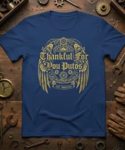 Thankful For You Putos T-Shirt with vintage crest and wings design, EST. MMXX14 text