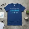 Blue t-shirt with "THAT WASN'T VERY DATA-DRIVEN OF YOU" in glowing blue text, featuring a bar graph and circuit board