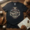 THAT'S WHAT I DO I WATCH Baseball AND I KNOW THINGS quote on a black t-shirt with baseball graphic elements