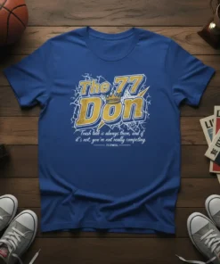 The 77 Don Trash text design featuring unique typography on quality t-shirt