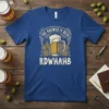 The Answer Is Beer RDWHAB funny beer quote t-shirt with beer mug graphic and hops
