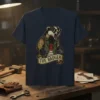 The Badger t-shirt design featuring a cool badger wearing sunglasses and a vest, with text "THE BADGER" on a banner