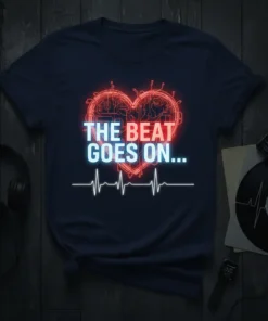 THE BEAT GOES ON... detailed graphic design printed on comfortable cotton t-shirt