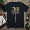 The Bible Recap Finisher 365 Days text design on a black t-shirt, featuring an open book graphic and gold lettering