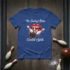The Bowling Stones Greatest Splits t-shirt design featuring red lips, bowling pins, and a bowling ball