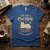 The Crazy Cat Lady Club Lifetime Membership text with a graphic of a cat, moon, and stars on a blue