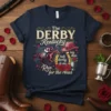 The Derby Kentucky Talk Derby To Me Run for the Roses t-shirt with horse, jockey, roses, horseshoe, and big hat