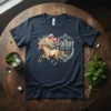 The Derby Mint Julep t-shirt design with a horse, flowers, and text, celebrating horse racing and mint juleps