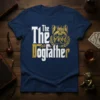 The Dogfather French Bulldog dad t-shirt featuring a crowned French Bulldog graphic and laurel wreath