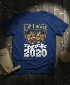 The Finale Class of 2020 graduation t-shirt with comedy and tragedy masks and graduation caps