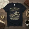 Black t-shirt featuring "The Gales of November Still Roar 1975 Edmund Fitzgerald Fifty Years Remembered" text and a dramatic illustration