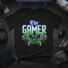 The GAMER t-shirt with robotic hands holding a video game controller and neon text