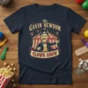 The Gavin Newsom Clown Show t-shirt design featuring a circus tent, a man in a top hat, and circus performers