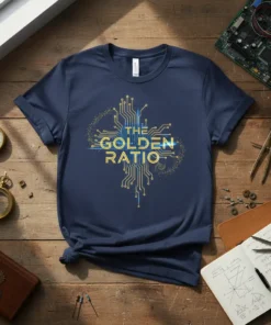 The Golden Ratio t-shirt design with a stylized circuit board graphic and text "THE GOLDEN RATIO"