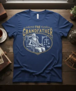 The Grandfather t-shirt design featuring vintage typography and a sketch of an elder gentleman