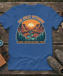 The Great Outdoors Grand Canyon National Park graphic tee featuring a scenic canyon vista at sunset