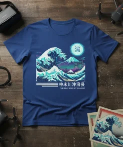 The Great Wave Off Kanagawa T-Shirt featuring Japanese art, Mount Fuji, and a dynamic ocean wave design