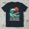 The Great Wave Off Kanagawa With Dachshund graphic t-shirt design featuring a dachshund surfing a wave