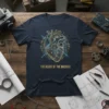 The Heart of the Machine t-shirt with a golden mechanical heart and circuit board design