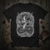 Black t-shirt with white gothic design: "The King's Veil Serpent's Embrace Guardian of Secrets" featuring a coiled snake and thorny