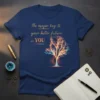 The major key to your better future is YOU quote with a glowing tree graphic on a navy t-shirt