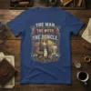 The Man The Myth The Duncle t-shirt design featuring a bear holding a beer with sunset mountains background