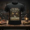 The Man The Myth The Legend quote t-shirt design with roaring lion graphics