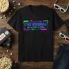 The Original Net Flicks & Chill text design on a black t-shirt, featuring neon-like purple and green outline