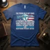 T-shirt with "The Problem Is Not Guns" text and an AR-15 graphic over the American flag