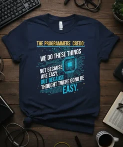 THE PROGRAMMERS' CREDO: WE text design featuring detailed typography on quality t-shirt
