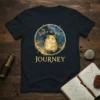The Star of the Night Journey t-shirt with a cute hamster in a celestial circle and golden text
