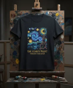 THE STARYD NIGHT VINCENT VAN GOGH creative graphic design printed on comfortable cotton t-shirt