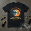 T-shirt graphic for "The Sun Is Getting Mooned Total Eclipse April 8, 2024" featuring a cartoon sun and moon wearing