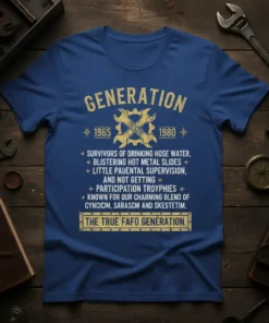 The True Fafo Generation t-shirt with 1965-1980 dates and humorous quotes about retro experiences