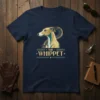 The Whippet t-shirt design featuring a golden whippet dog profile with stylized lines and text